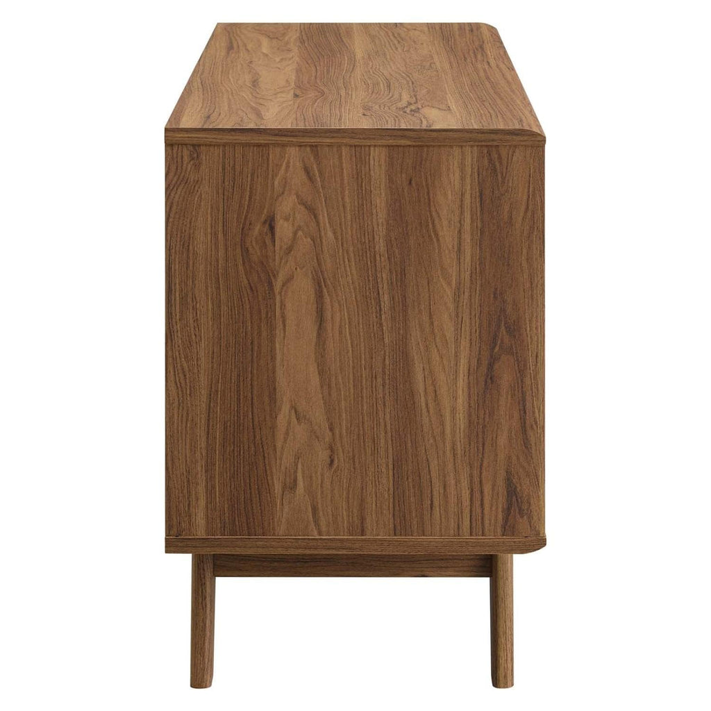 Render Mid-Century Modern Vinyl Record Storage Display Cabinet, 37 Inch, Walnut