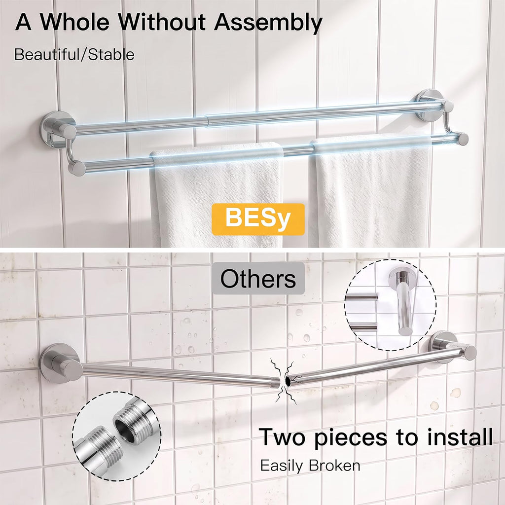 Double Towel Bar Towel Rack Wall Mounted Polished Chrome