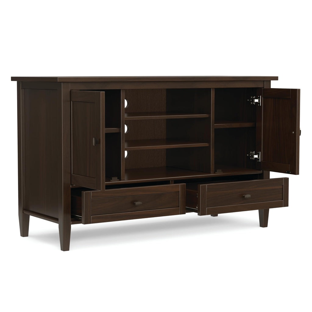 Warm Shaker 47" Wide Solid Wood TV Stand in Brunette Brown