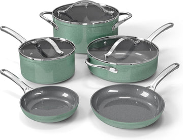 Bakken 12-Piece Ceramic Cookware Set, Nonstick Pots and Pans Set, Non-Toxic PTFE & PFAS-Free Cookware with Silicone