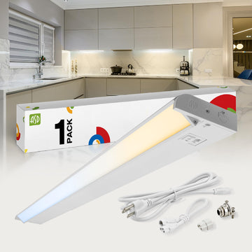 White Swivel LED Under Cabinet Light, 32 Inch 16W, Plug in/Hardwired