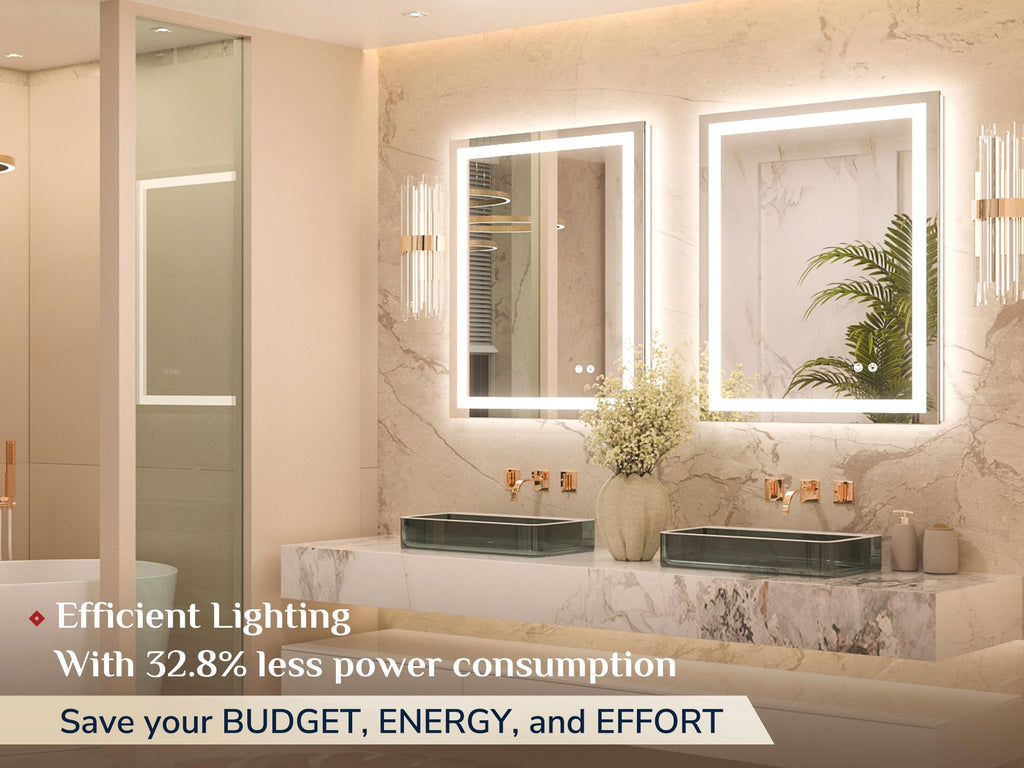 24x32 Inch LED Bathroom Mirror with Lights, Frontlit & Backlit