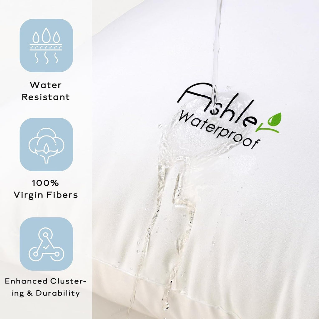 Ashler Outdoor Lumbar Pillows, 12x20 Pillow Inserts - Set of 2