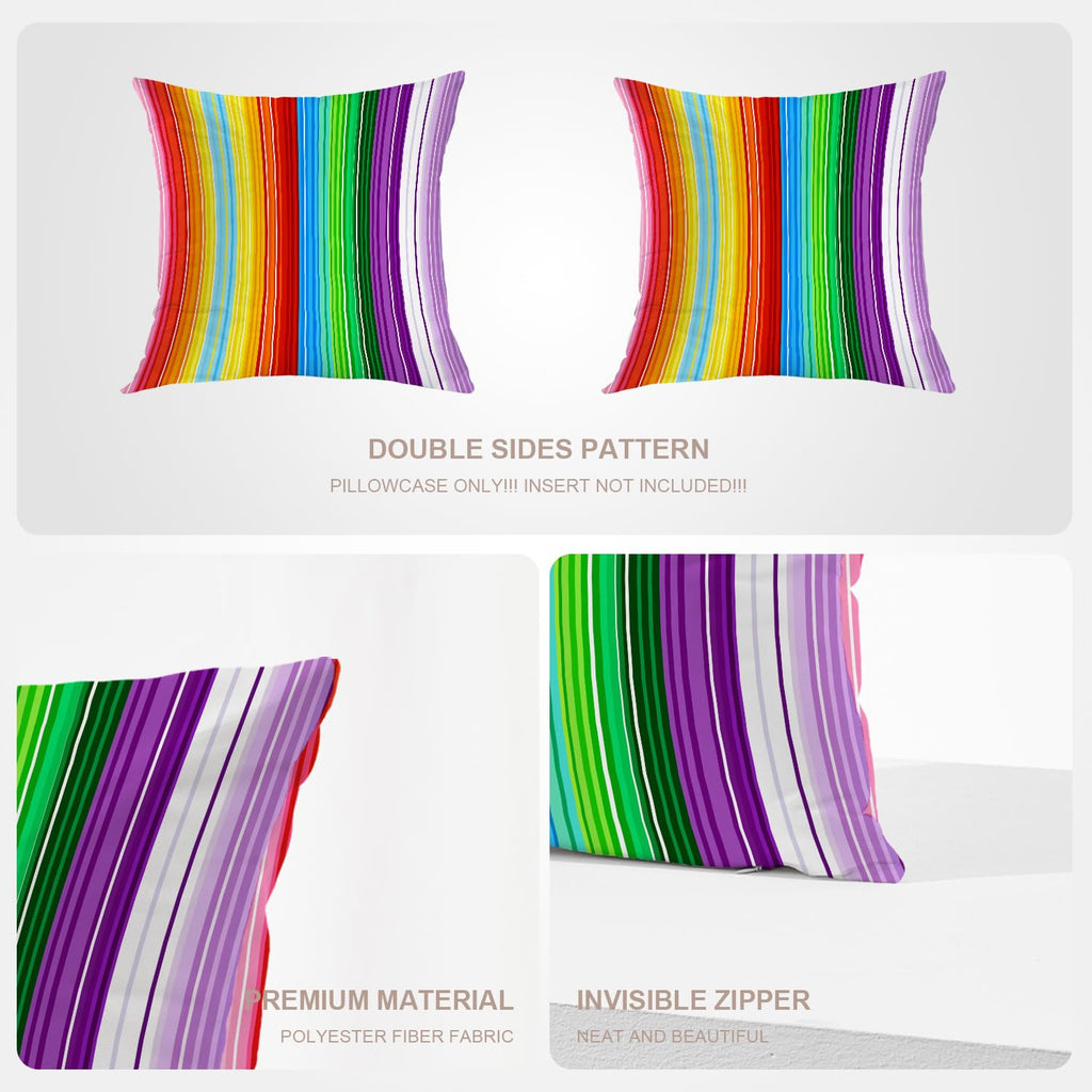 Colored Lines Throw Pillow Covers, Abstract Rainbow Curved Stripes Color Line Cushion Cover Digital Blended Hidden