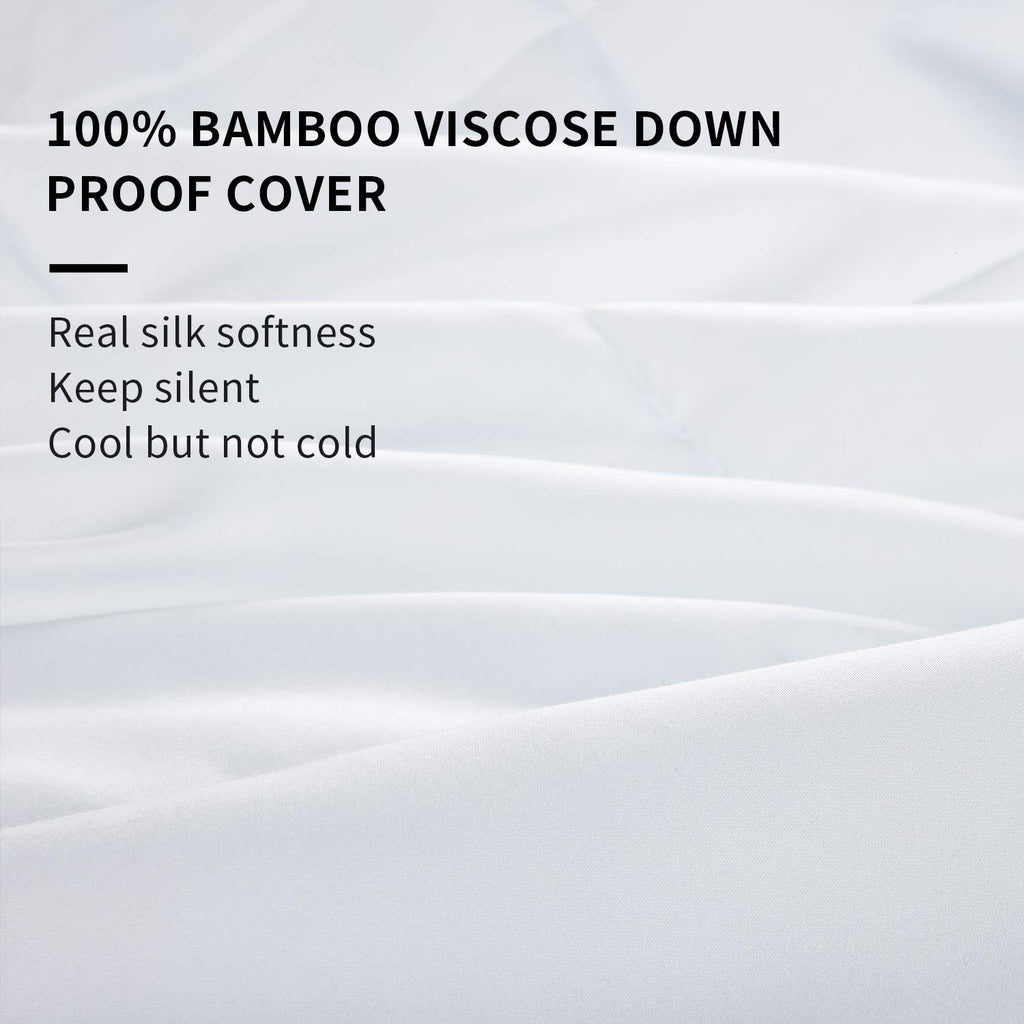 Lightweight Cooling Comforter Twin Size, 100% Viscose Derived from Bamboo Shell Down Alternative Duvet Insert, White