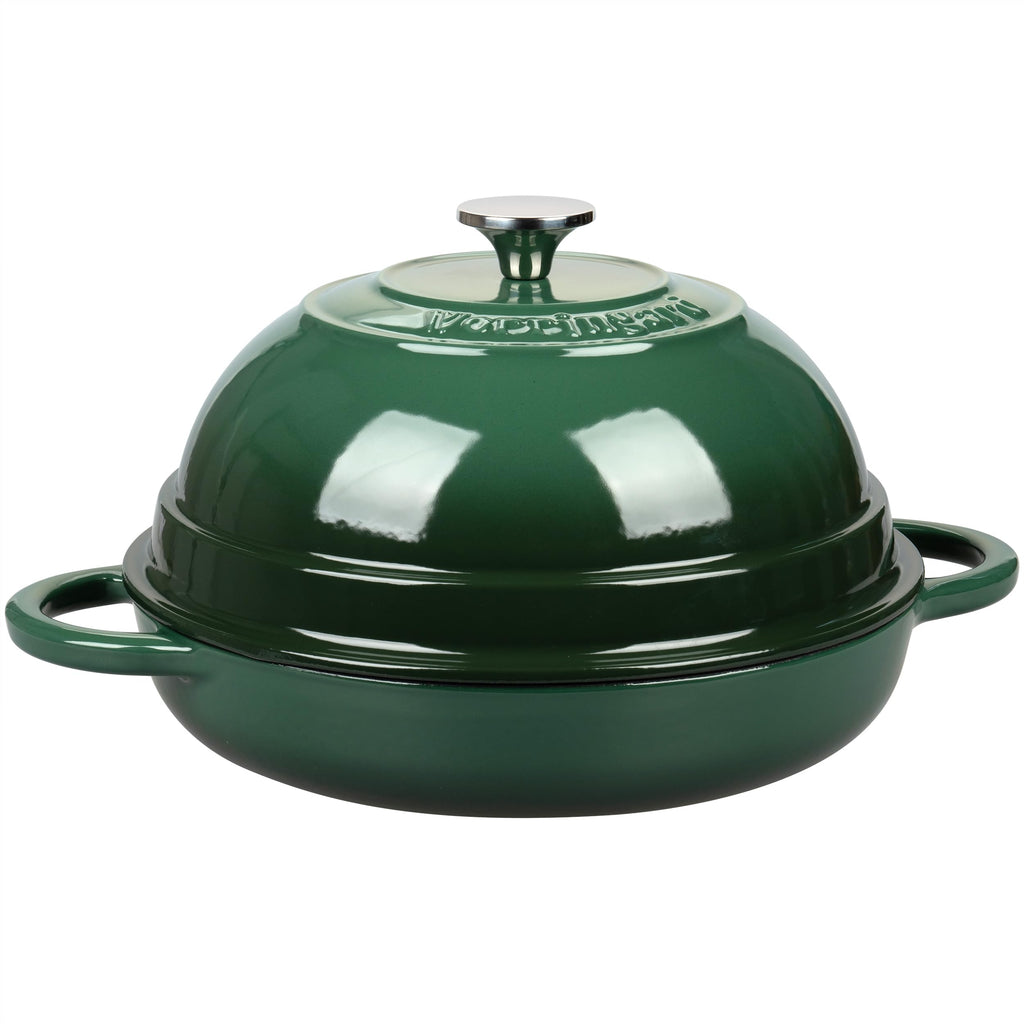 Cast Iron Enameled Dutch Oven Pot with Lid for Bread Baking, Bread Oven, 6 Quart, Dark Green