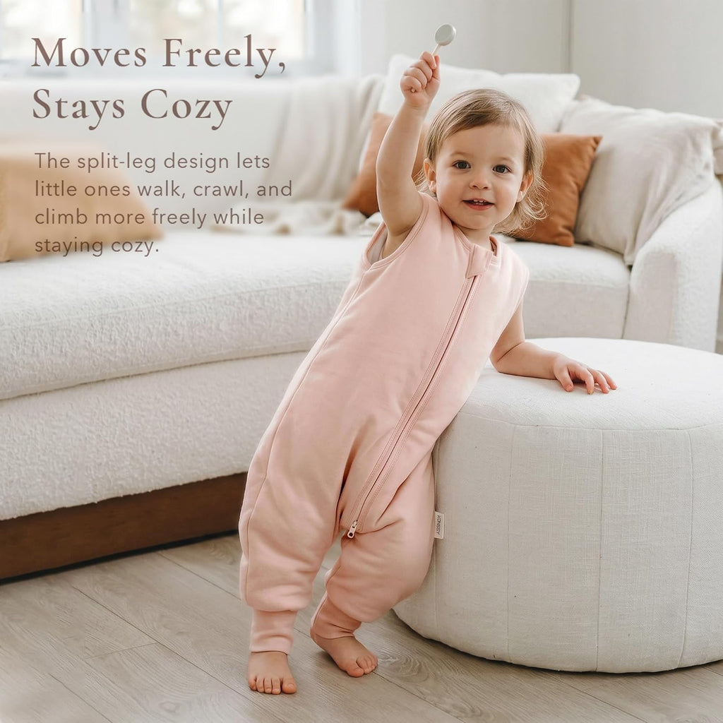 Toddler Sleep Sack with Legs, Rayon Made from Bamboo 1.0 TOG Quilted Wearable Blanket, Way Zipper, Machine Washable