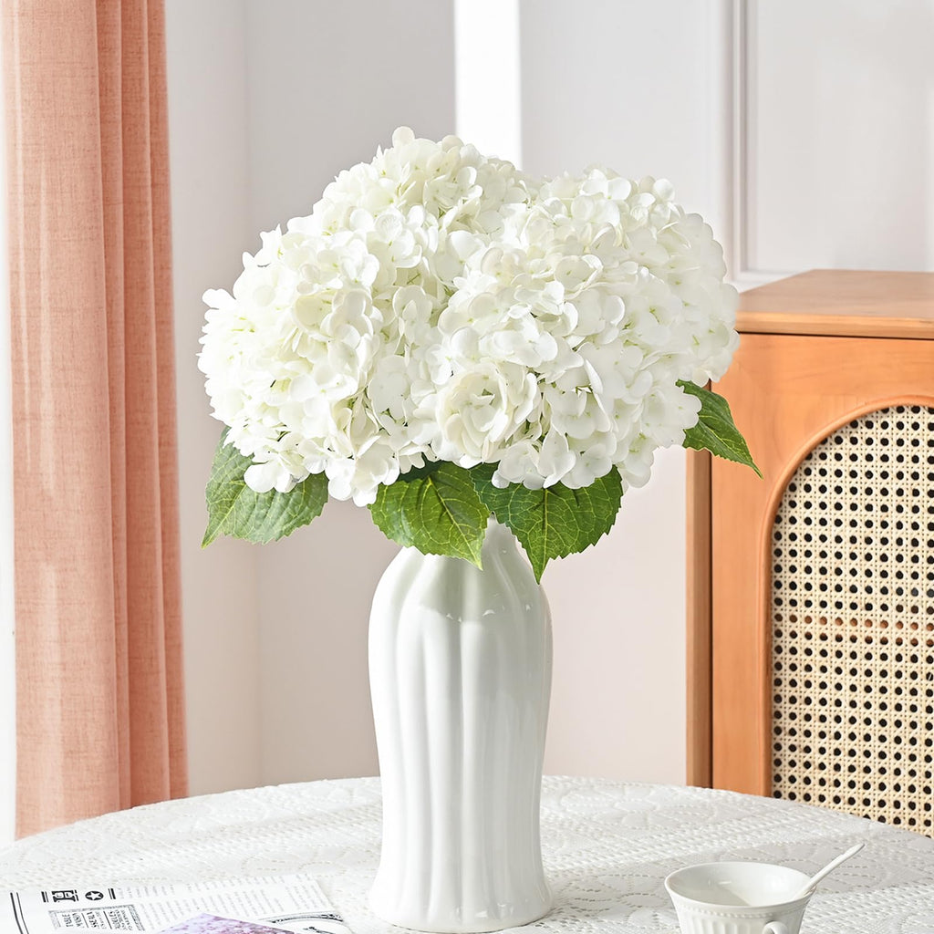 3Pcs 21in Hydrangea Artificial, Latex Real Touch Hydrangeas Lifelike Large Hydrangea Decor Party Arrangements