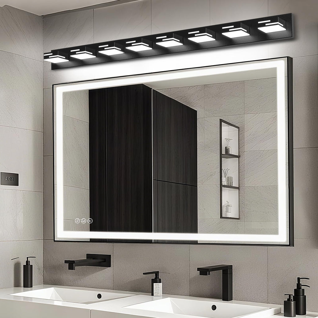 LED Modern Bathroom Vanity Light Fixtures, Dimmable Matte Black Vanity Lights Lighting Fixtures Over Mirror, with