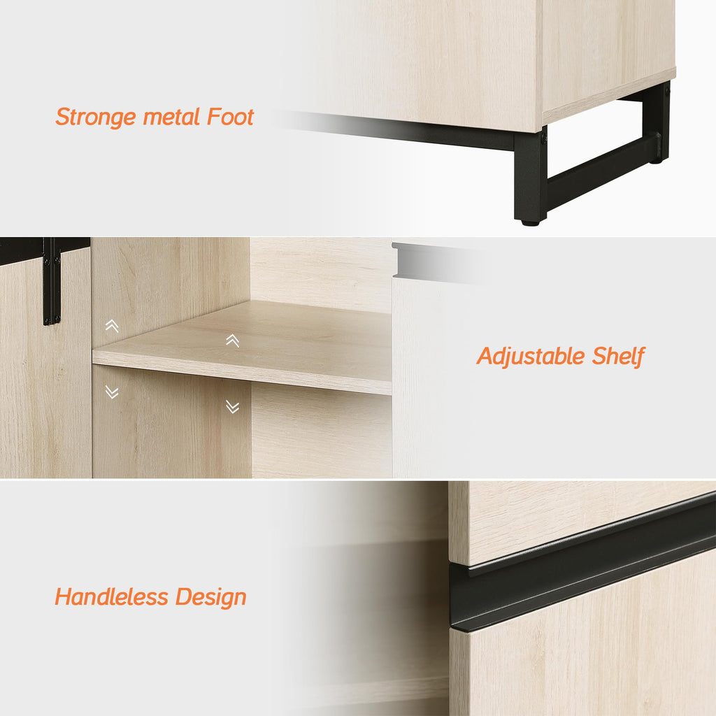 Sideboard Buffet Cabinets, Modern Sideboard with Adjustable Shelf and Metal Base, Coffee Bar Cabinet Storage Cabinet