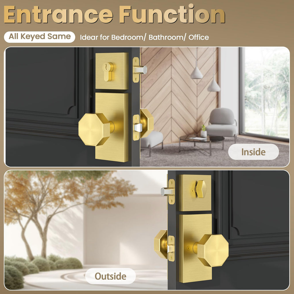 Entry Door Knob with Lock and Key Front Door Knobs with Deadbolt