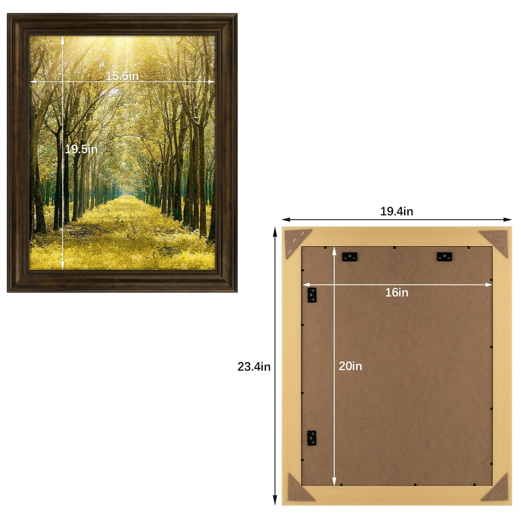 16x20 Ornate Picture Frame, Real Glass, Dark Brown Poster Photo Frame