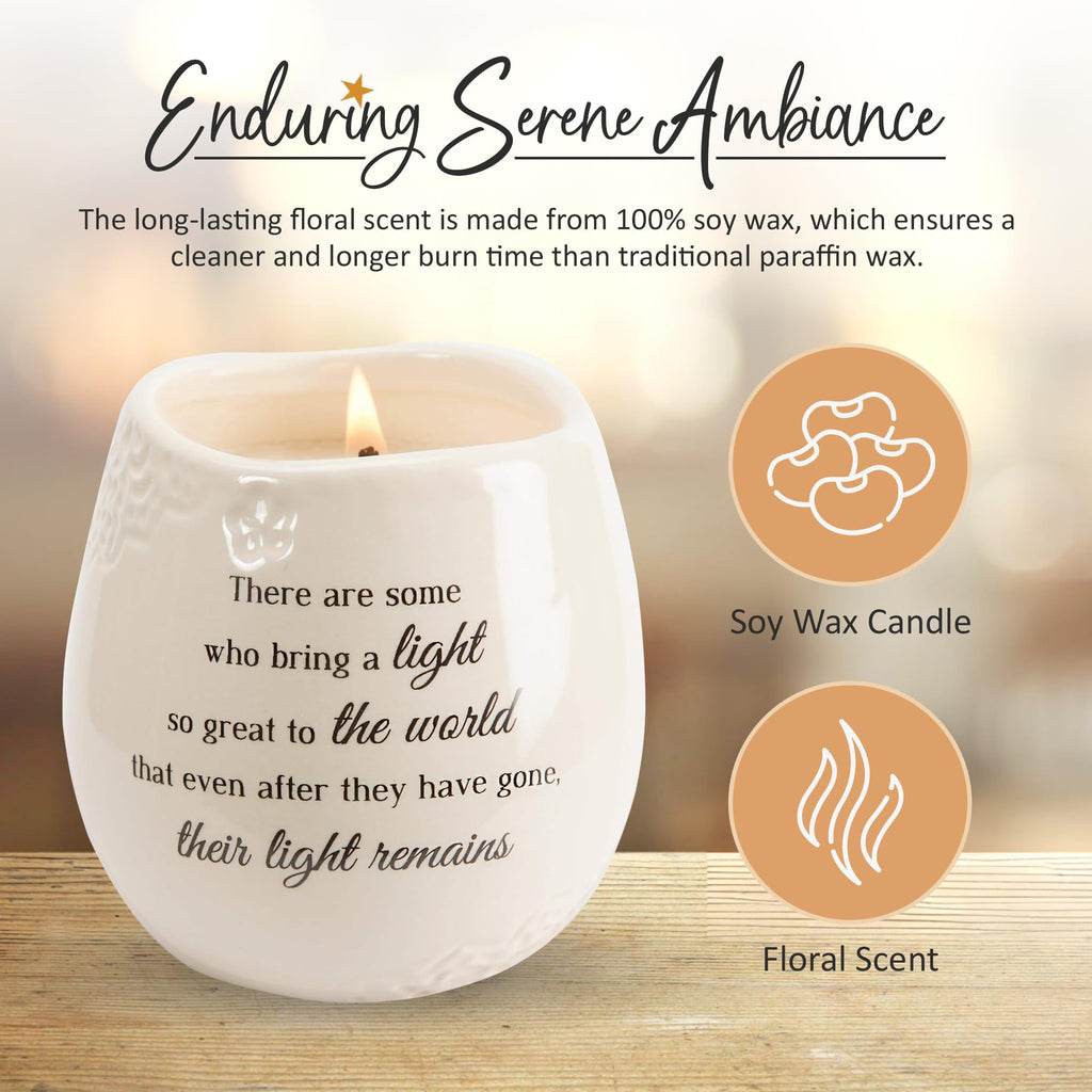 'In Memory, Light Remains' 19176 - White Ceramic Candle with Soy Wax in a Delicate Jasmine Scent, Thoughtful