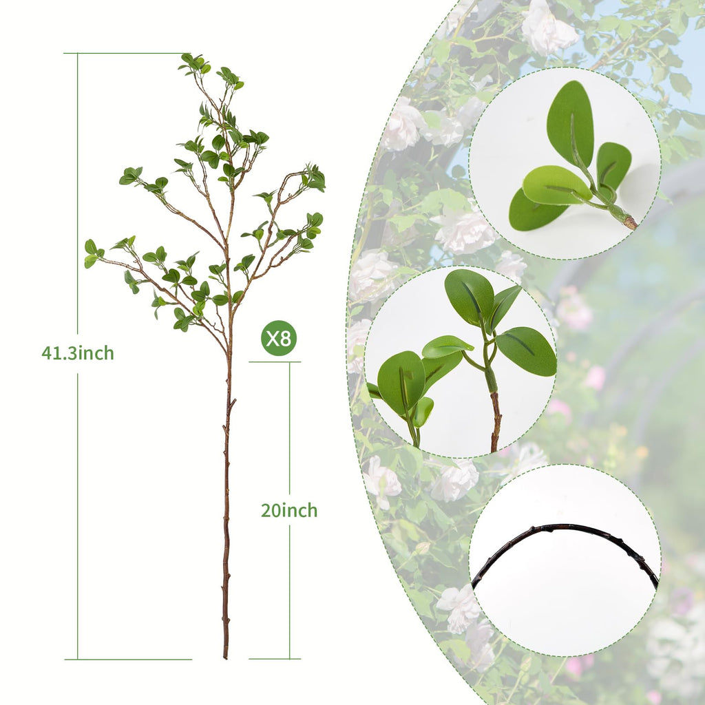 8 pcs 41.3inch Greenery Stems Artificial Branches for Vases Olive, Spring Green Long Stem Fake Plants Indoor Branches