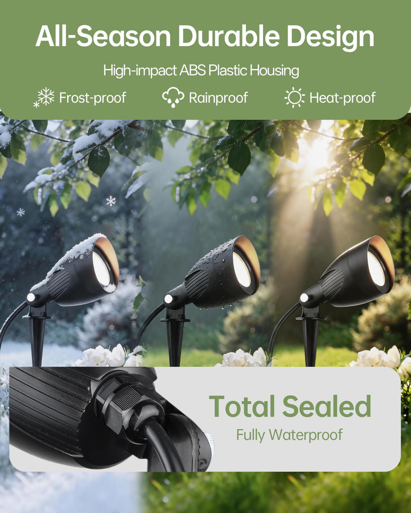 4Pack LED Landscape Spotlight, 120V Warm White Plug in Outdoor Light