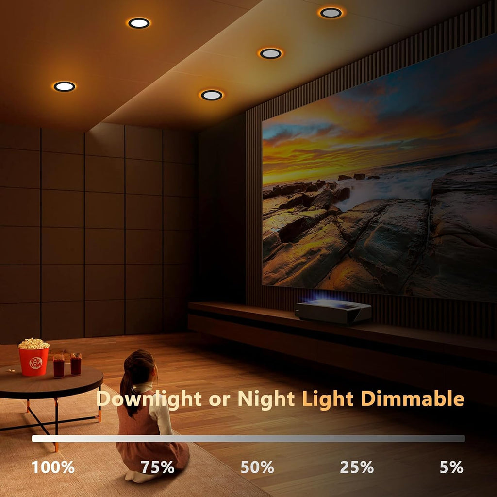 6 Inch Black Recessed Lights with Night Light, 16 Pack