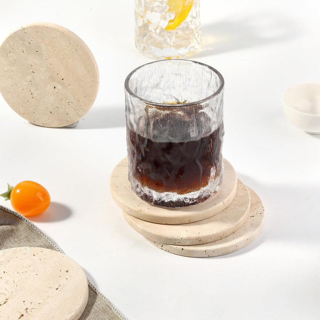 Travertine Marble Coasters Decor, Marble Coasters Set of 6
