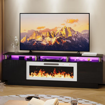 70 Inches for TVs up to 80 Inches TVs with 36'' White Electric Fireplace & Remote, Modern Entertainment Center with