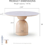 Sonya Modern Round Dining Table with Drum Base and Faux Marble Stone Top, Easy Assembly for Home, Kitchen and Living
