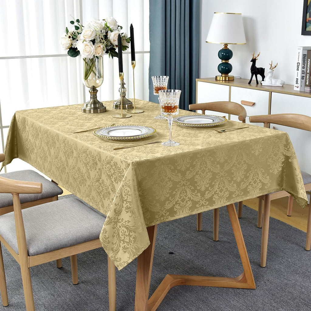 Jacquard Tablecloth Rectangle 60 x 120 Inch, Gold