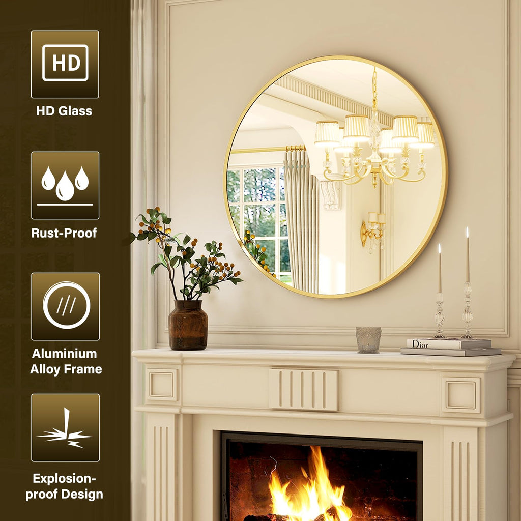 24 Inch Round Mirror-Gold Circle Mirrors