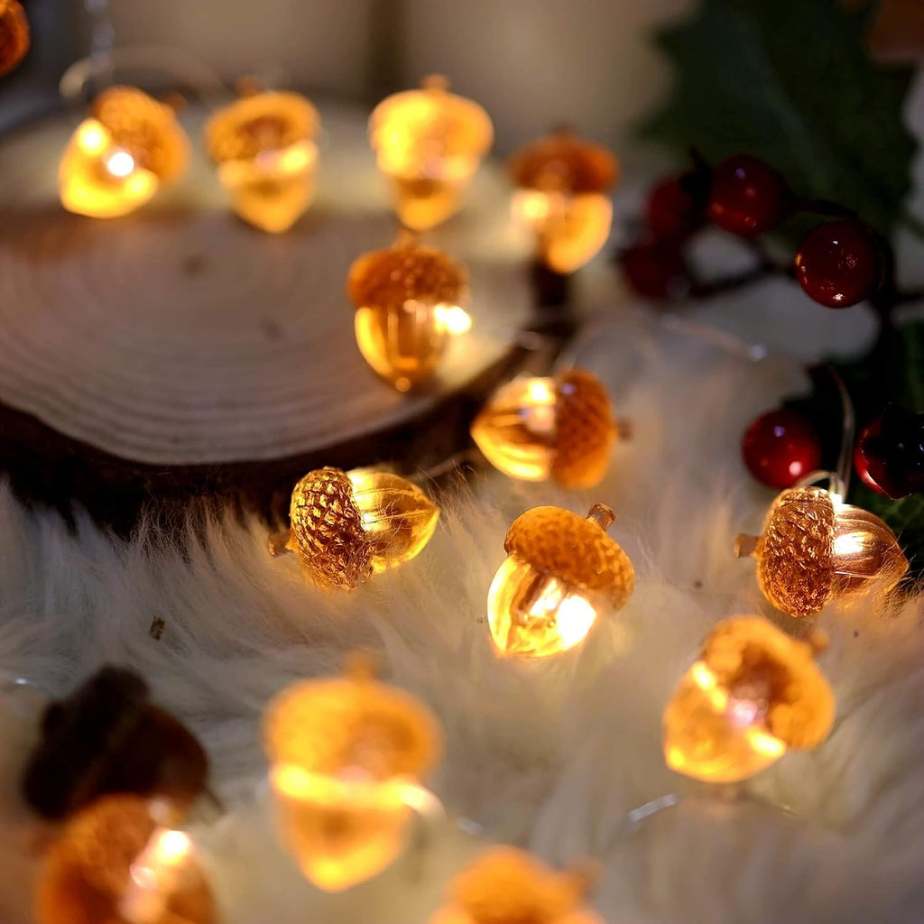 Decorative Fairy Acorn String Lights Thanksgiving Decoration Autumn Garland Cute Novelty Lights 30 LEDs 10 ft Battery