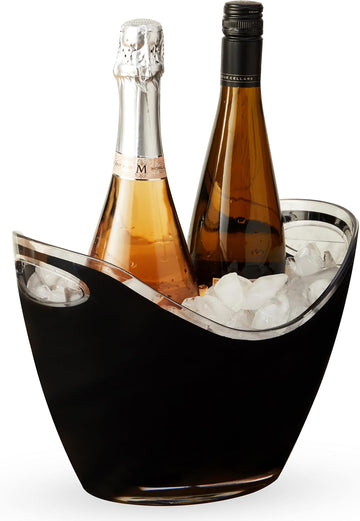 Modern Wine & Champagne Bucket | Black Ice Beverage Tub - Indoor & Outdoor Great for Parties - 2 Bottles Capacity