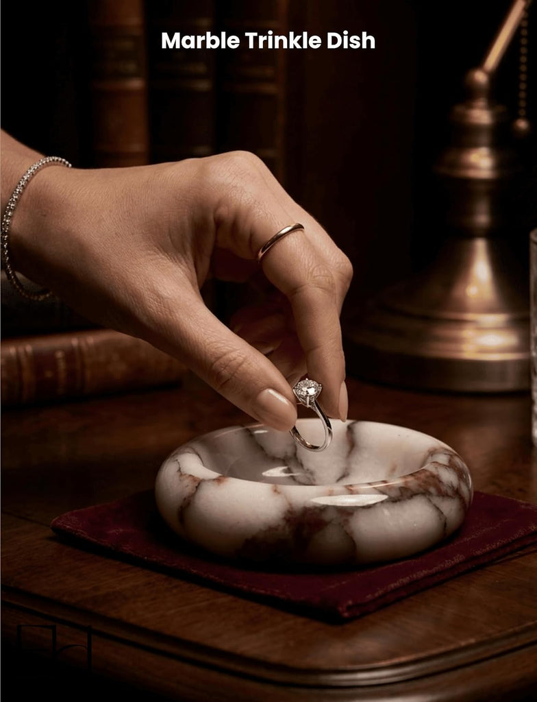 Marble Trinket Dish 4 INCH | Calacatta Viola Small Marble Jewelry Dish for Rings & Earring, Decorative Marble Tray