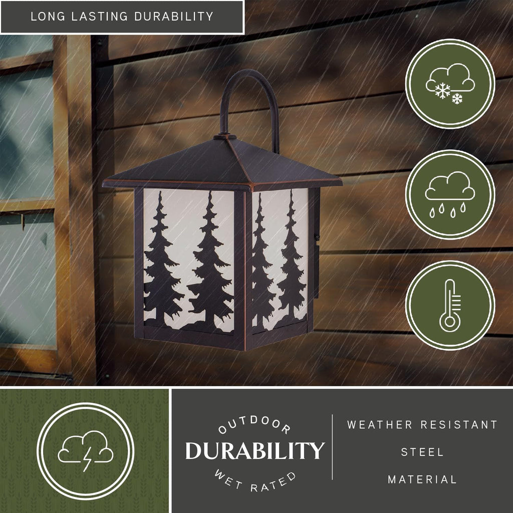 Yosemite 1-Light Bronze Rustic Outdoor Wall Sconce, 12.5 in. H