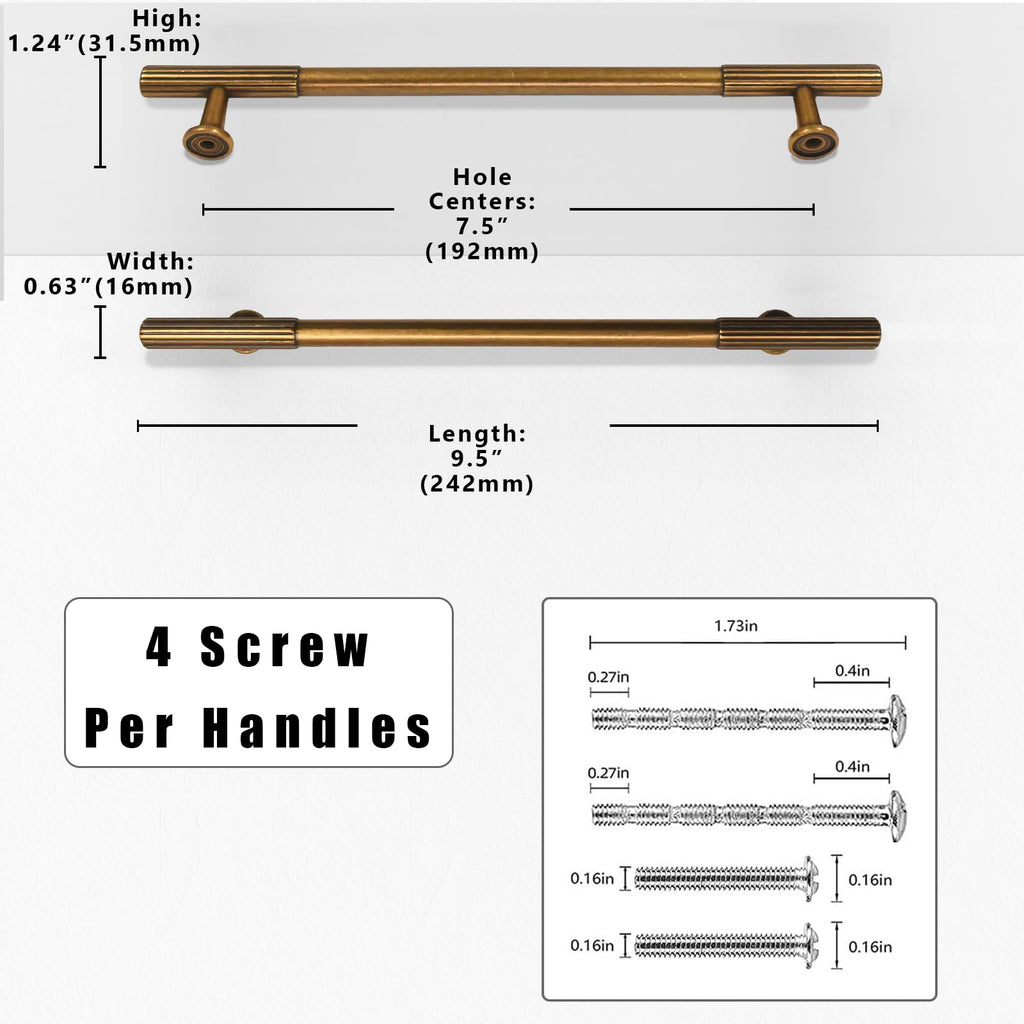 10 Pack Antique Brass Cabinet Pulls 7.5 Inch(192mm) Kitchen Cabinet Handles Solid Zinc Alloy Cabinet Hardware Drawer