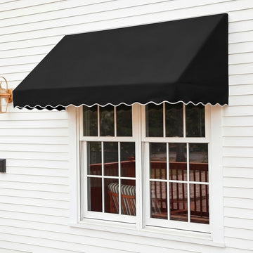 71.65" w x 30" d Outdoor Door Window Awning, Waterproof Black Patio Canopy | Resistant Waterproof Fabric, Powder