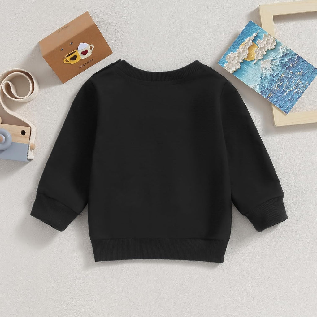 Toddler Baby Boy Girl Long Sleeve Crewneck Pullover Sweatshirt Sweater Outfits Solid Color Casual Clothes