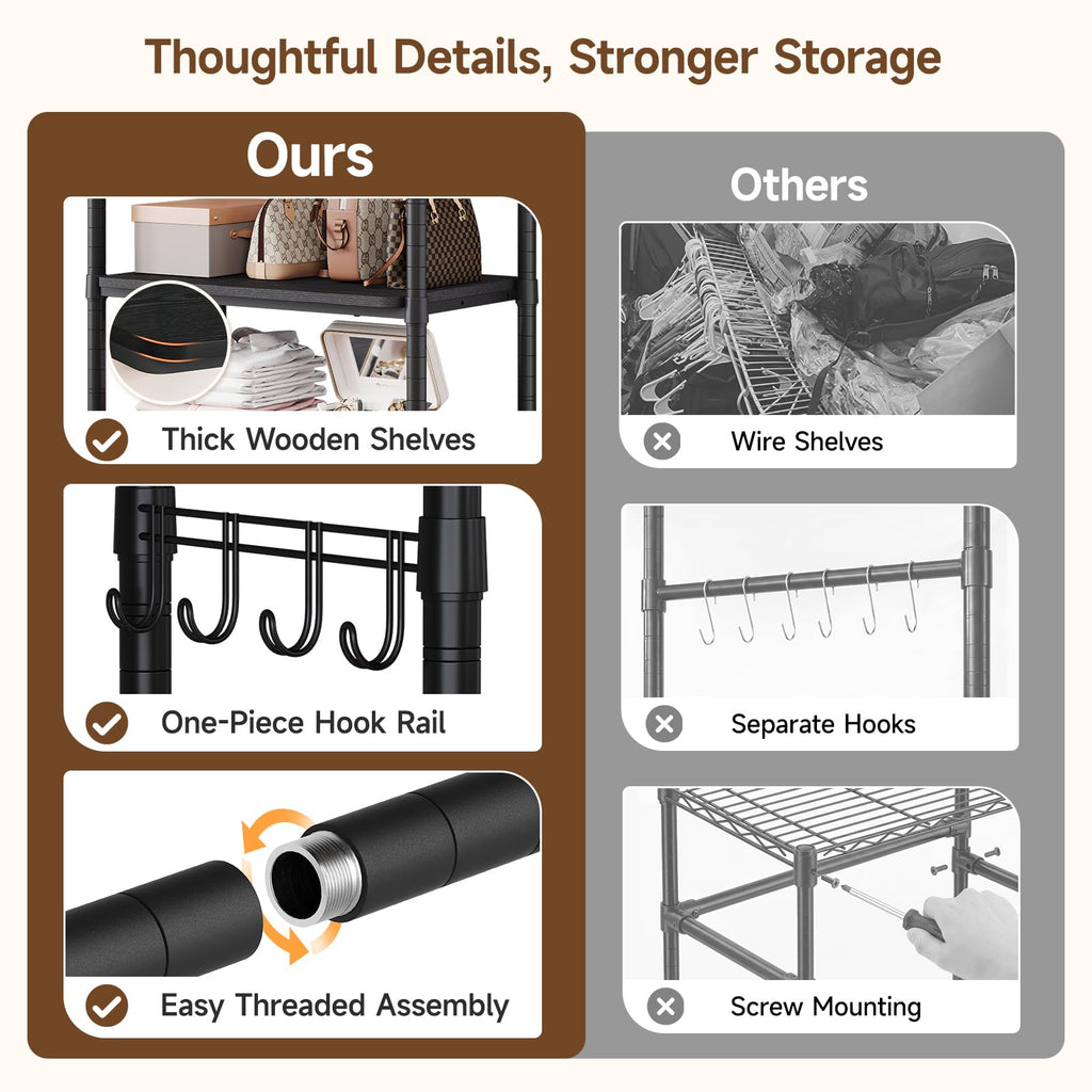 M3 Heavy Duty Closet System Organizer, Freestanding Wardrobe Rack