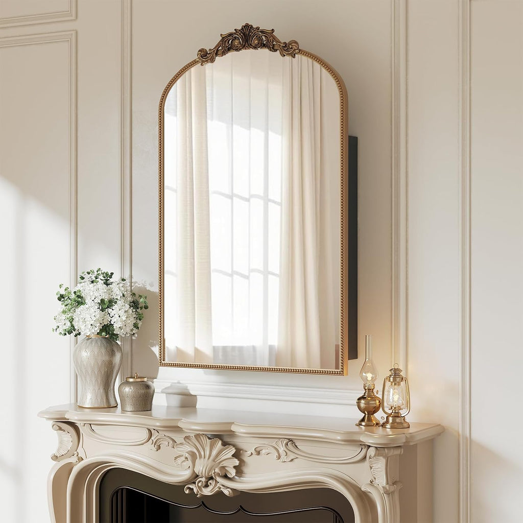 24x35 Vintage Bathroom Medicine Cabinet Mirror with Storage Gold | Easy Install Tempered Glass Mirror, Durable