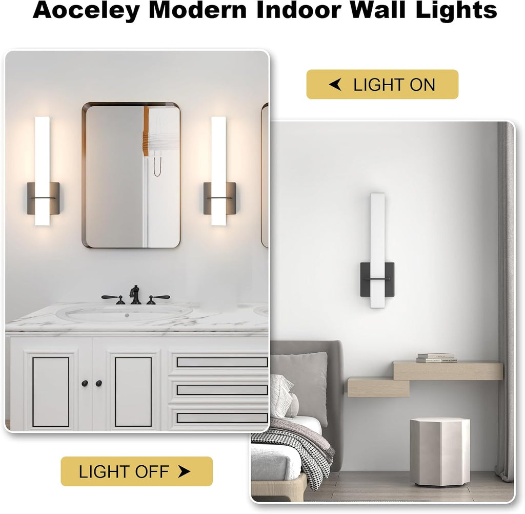15.7inches Modern Led Wall Sconces,18W 3000K 1200Lumen Bathroom Vanity Wall Lights with White Acrylic