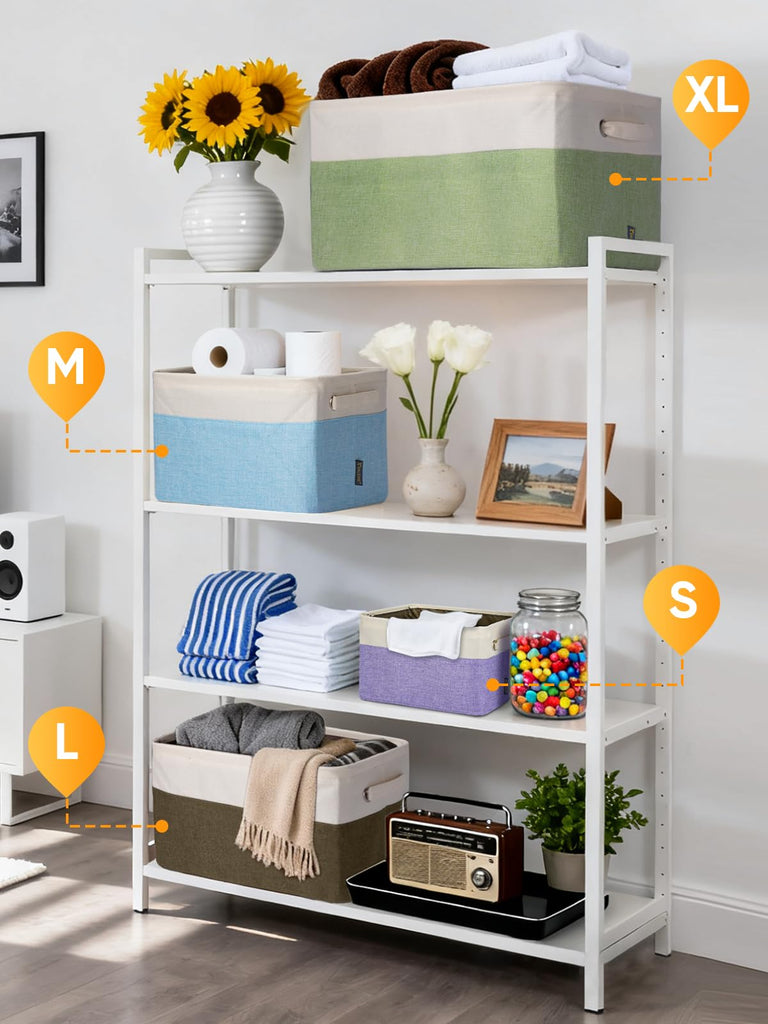 3 Pack Fabric Bins for Shelves, Decorative Baskets for Organizing, Shelf, Clothes, Home, Office (Grey, 15"x11"x9.5")