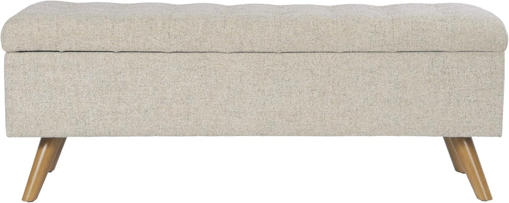 48" Modern Tufted Storage Bench - Textured Cream Fabric
