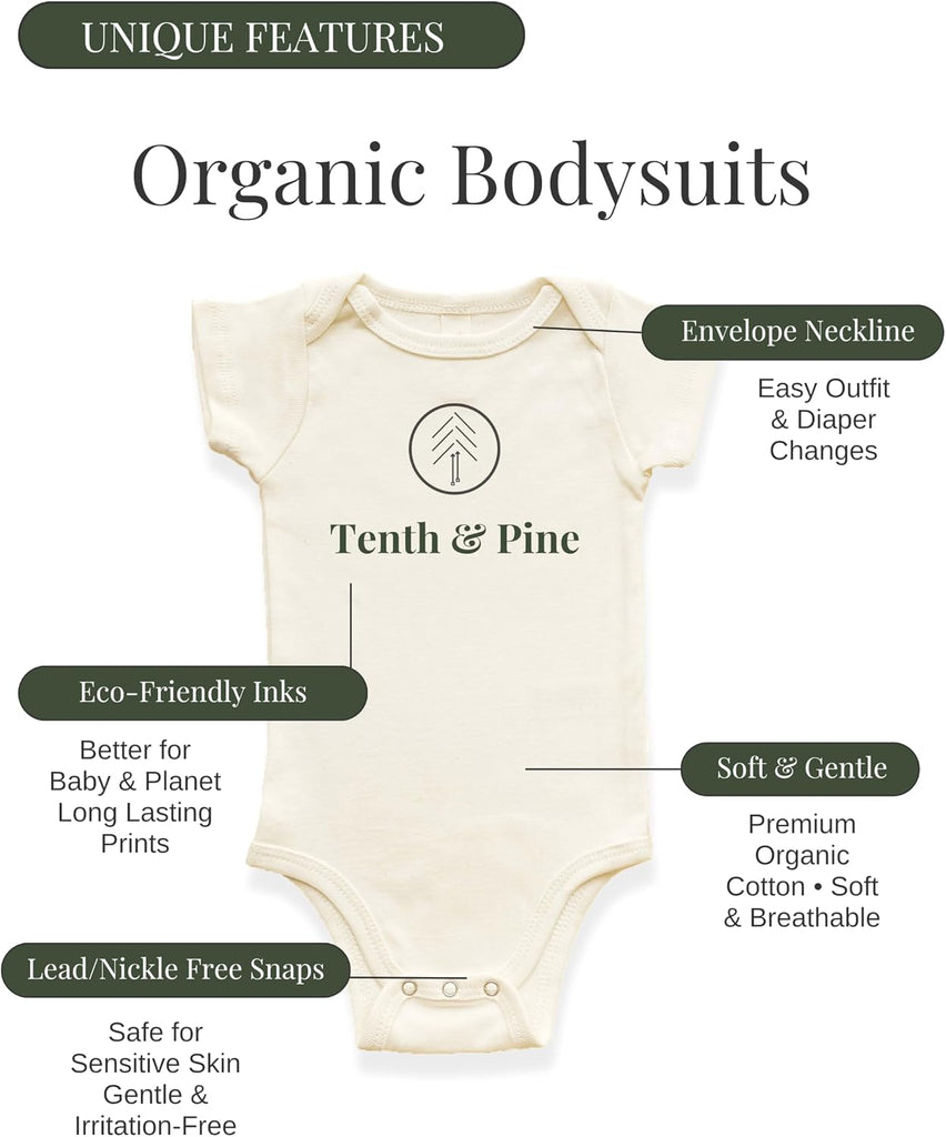 Organic Cotton Baby Bodysuit, Short Sleeve Infant One-Piece Outfit, Made in USA, Gender Neutral Clothes