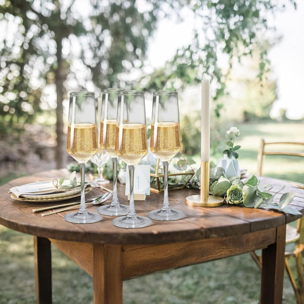 Champagne Flutes, Champagne Glasses Set of 4, Elegant 8.5oz glass champagne flutes, Gift for Birthday, Wedding