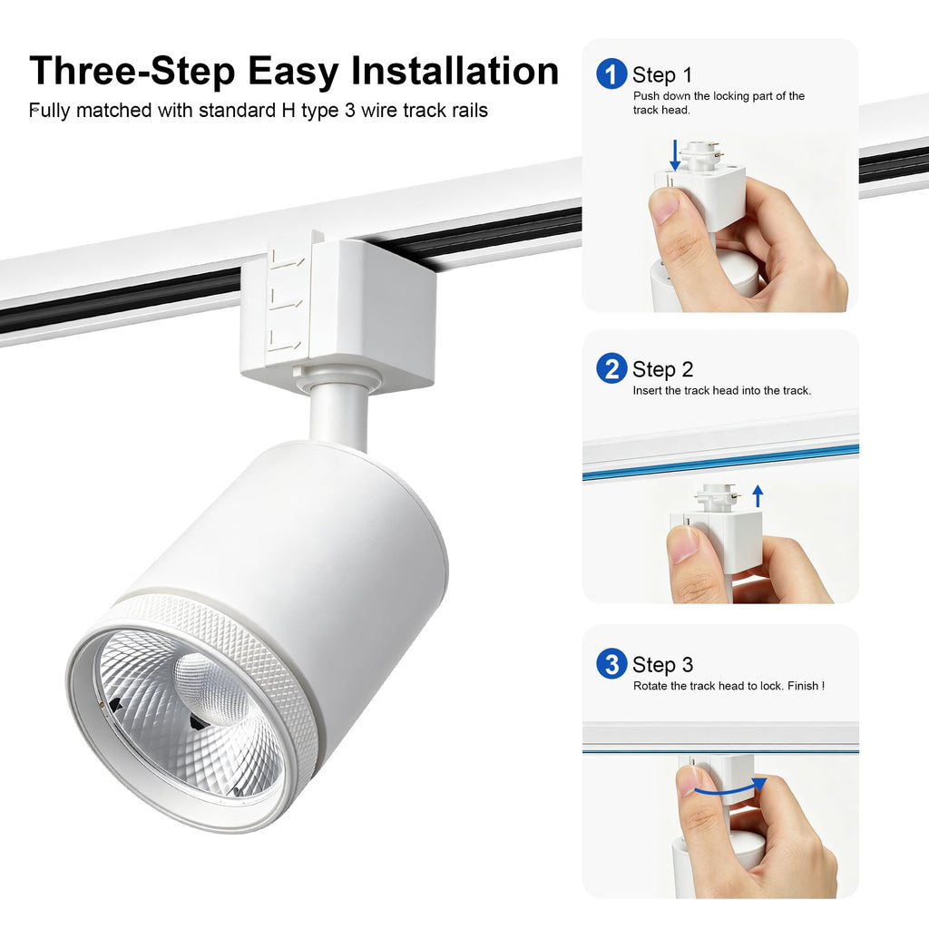 10W LED White Track Lighting Heads, H Type Track Lighting Rail Ceiling Spotlight for Accent Task Wall Art Exhibition