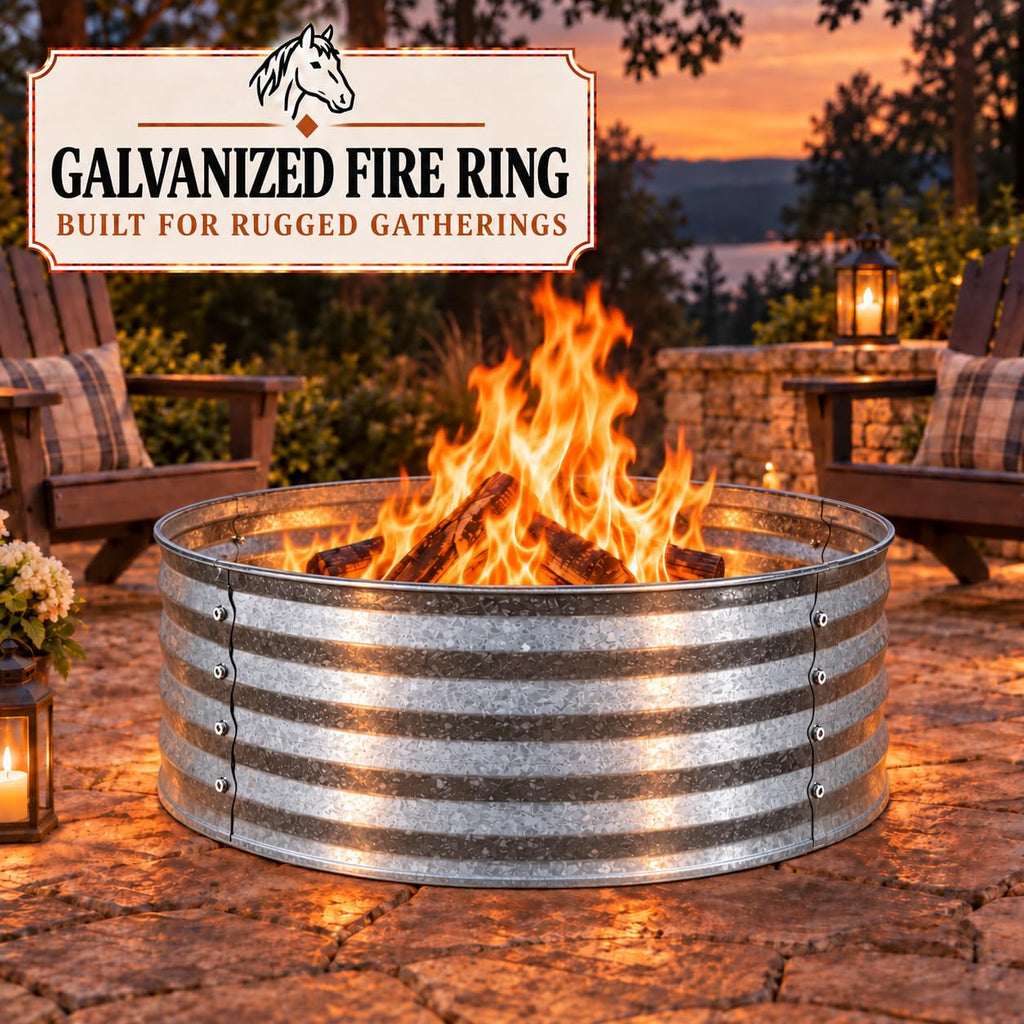 Fire Horse 48 Inch Fire Pit Ring - Heavy Duty Wood Burning Fire Ring Insert - Outdoor Steel Campfire Bonfire Pit