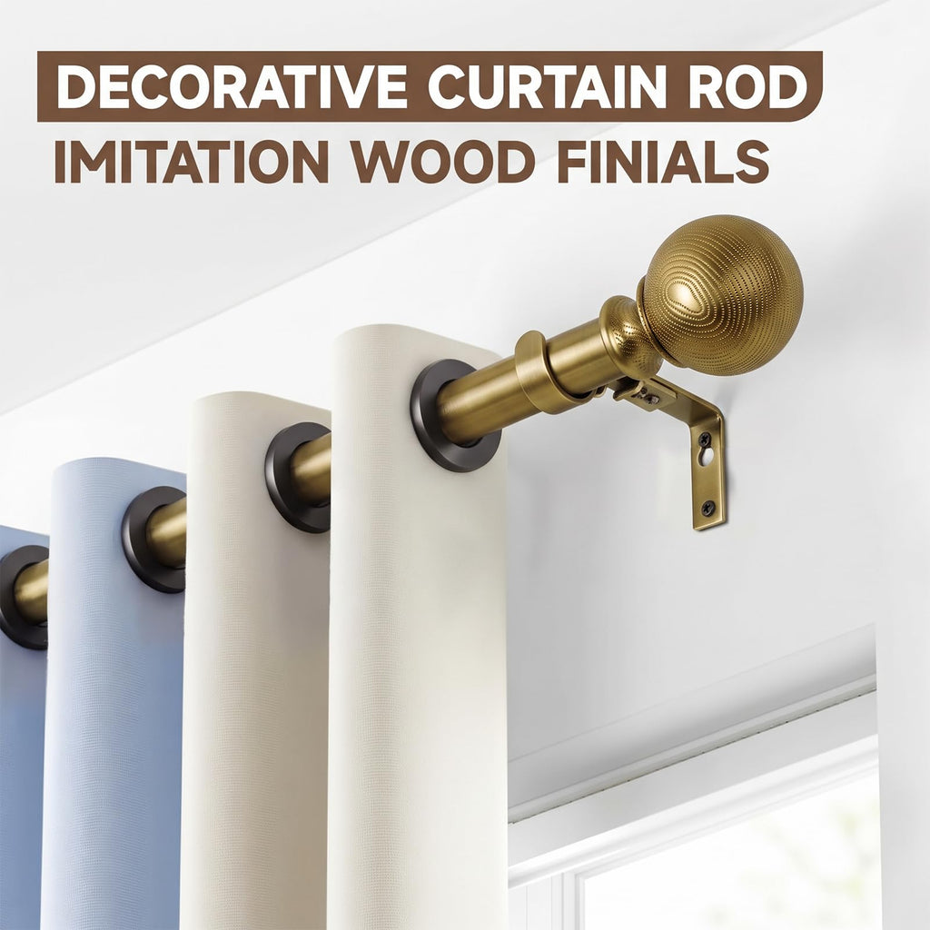 Warm Gold Curtain Rods for Windows 28 to 48 Inch(2.3-4ft)- 1'' Diameter Heavy Duty Curtain Rods with Golden