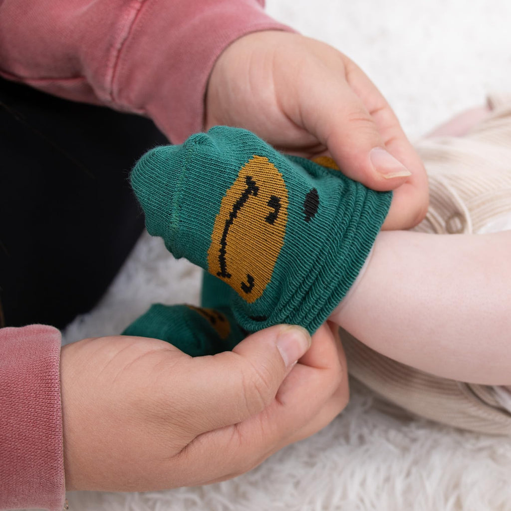 Organic Baby Boy Socks Set of Non-Slip Grip, Soft Cotton & Toddler Socks - Bold