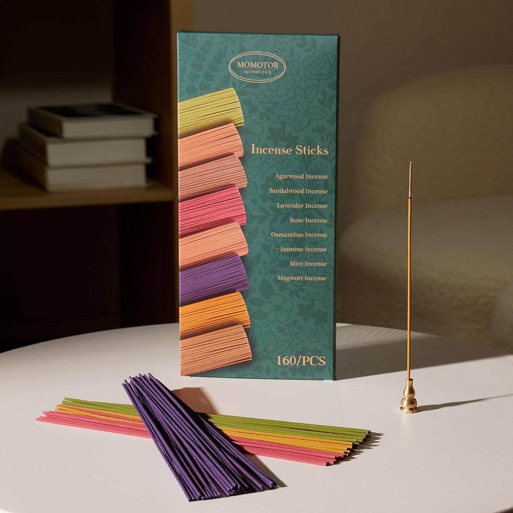 Premium Incense Sticks Variety Set, 160 Incense Sticks (8 Scents x 20), Handcrafted with Essential Oils, Long Burning - Set of 160