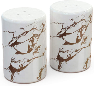 Gold Ceramic Salt and Pepper Shakers with Lids - Modern Salt and Pepper Shaker Set - Set of 2