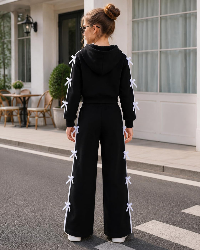 Girls 2 Piece Outfit Set Long Sleeve Sweatshirt & Wide Leg Pants Set