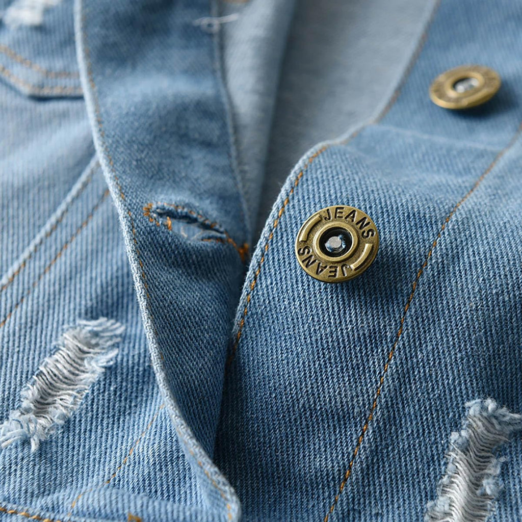 Toddler Baby Boy Girls Denim Jacket Button Down Basic Ripped Hoodie Jeans Coat Kid Cowboy Outwear Casual Clothes