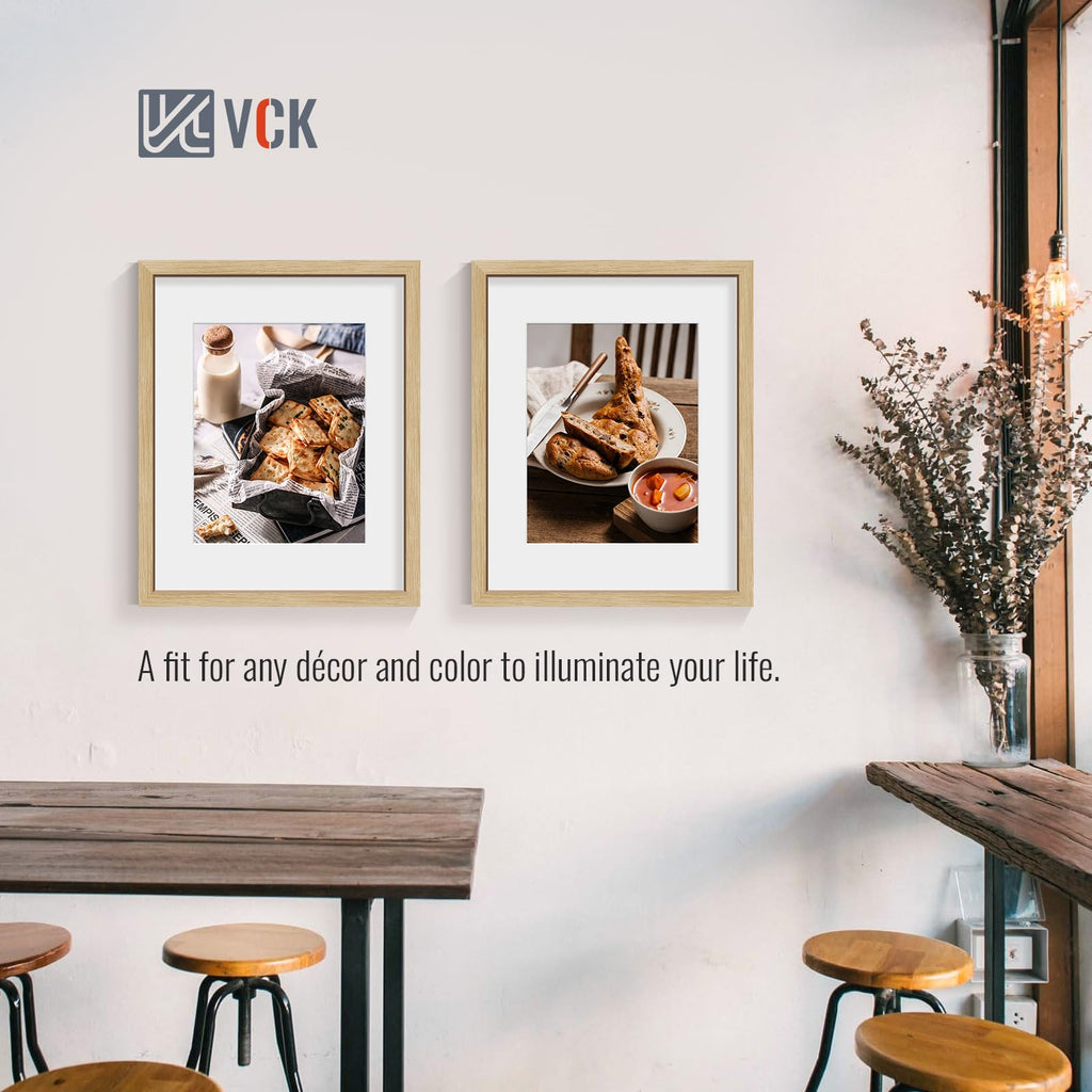 16x20 Frames 2 Pack, Oak Wood, 11x14 Mat, Glass, for Photo Print