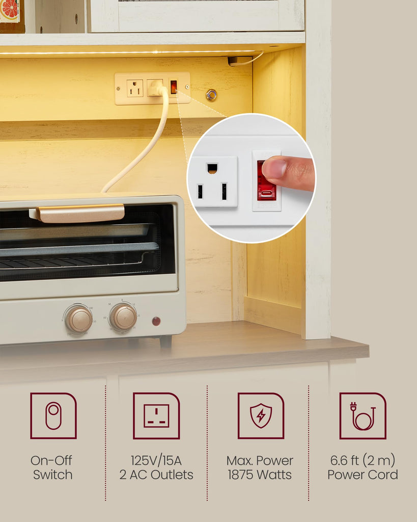 Pantry Cabinet with Lights and Charging Station