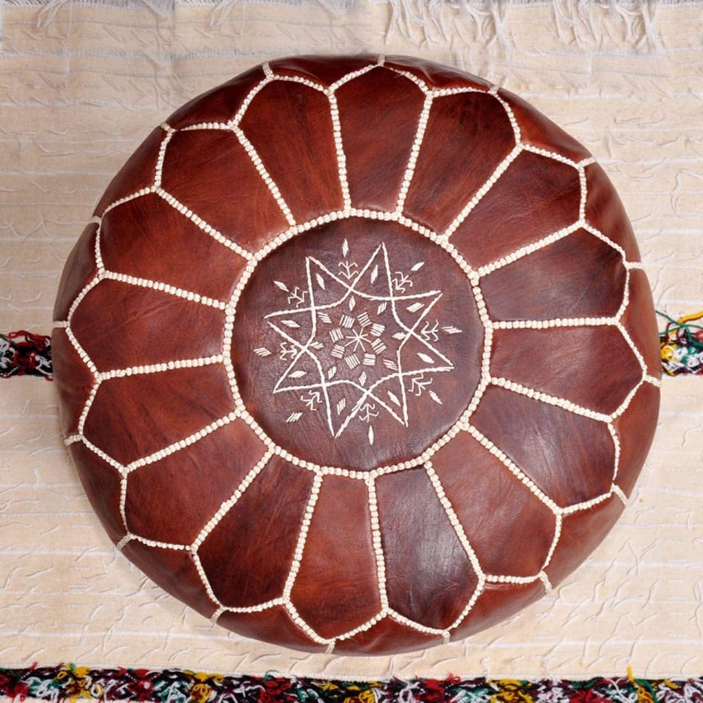 Premium Ottoman Pouf Cover, Ottoman Footstool Hassock 100% Real Natural Leather pouffe, Home Gifts, Wedding Gifts